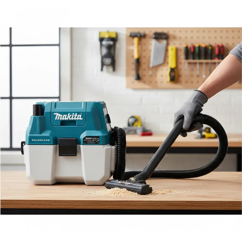 Cordless vacuum cleaner being used on deep-pile carpet