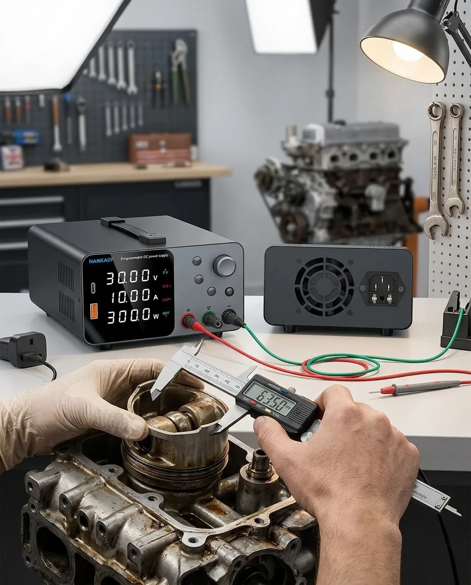 Adjustable DC power supply being used for circuit testing