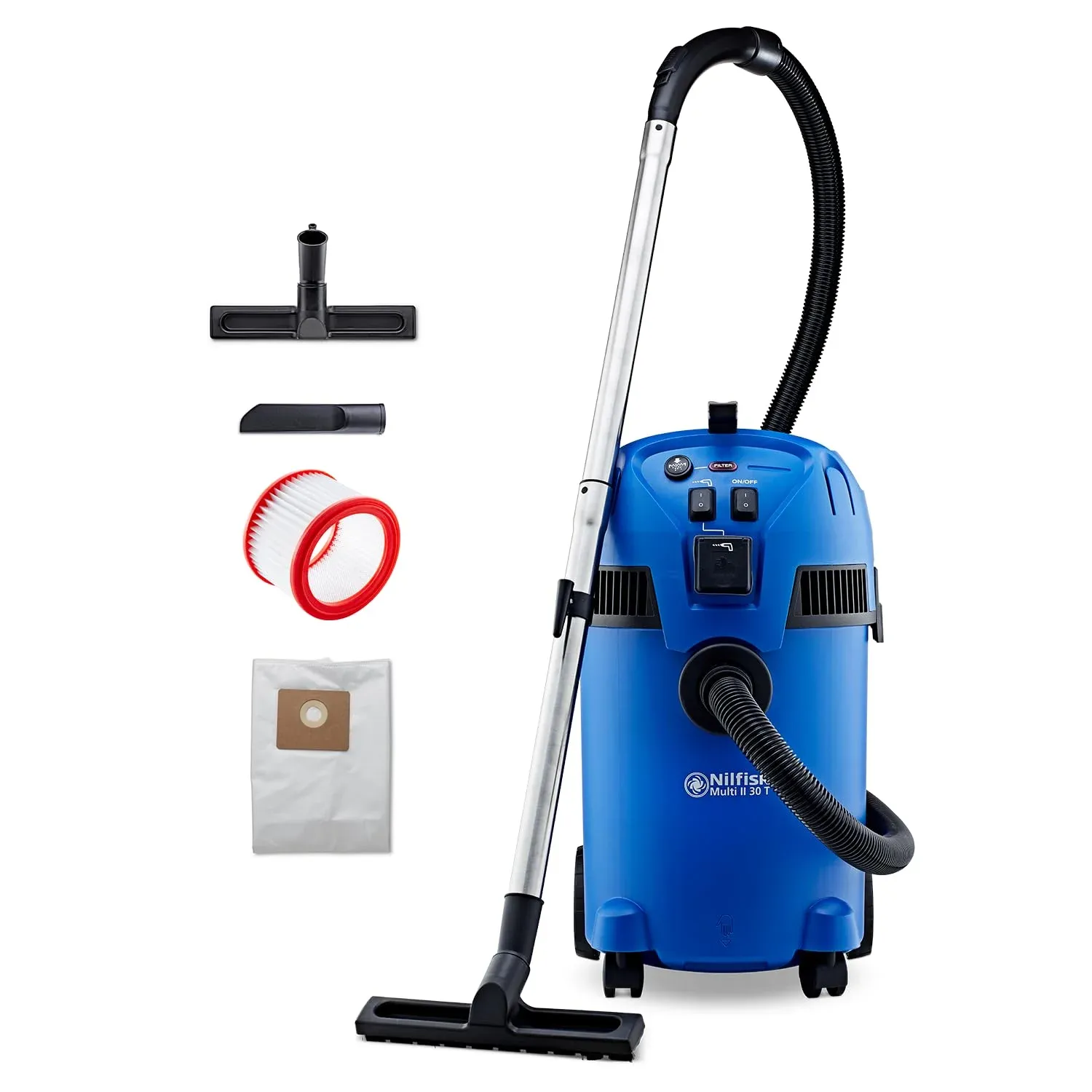 Nilfisk wet vacuum cleaner being used in a domestic environment