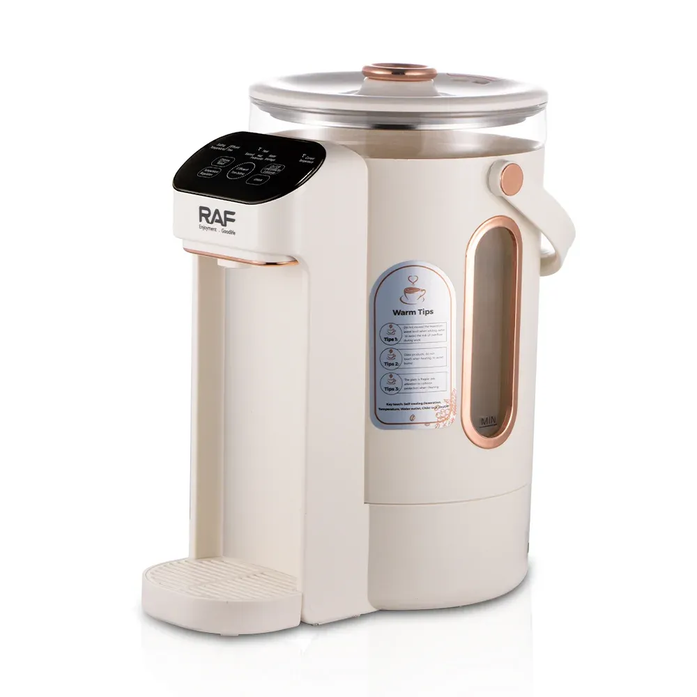 Lifestyle shot of the kettle in a modern kitchen highlighting features