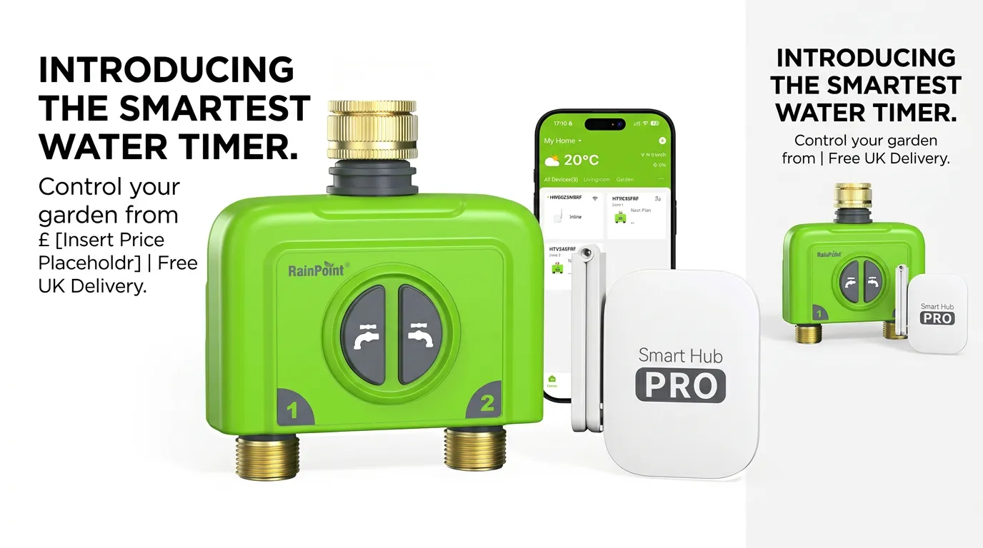 Smart garden timer controlling the watering schedule for maximum efficiency.