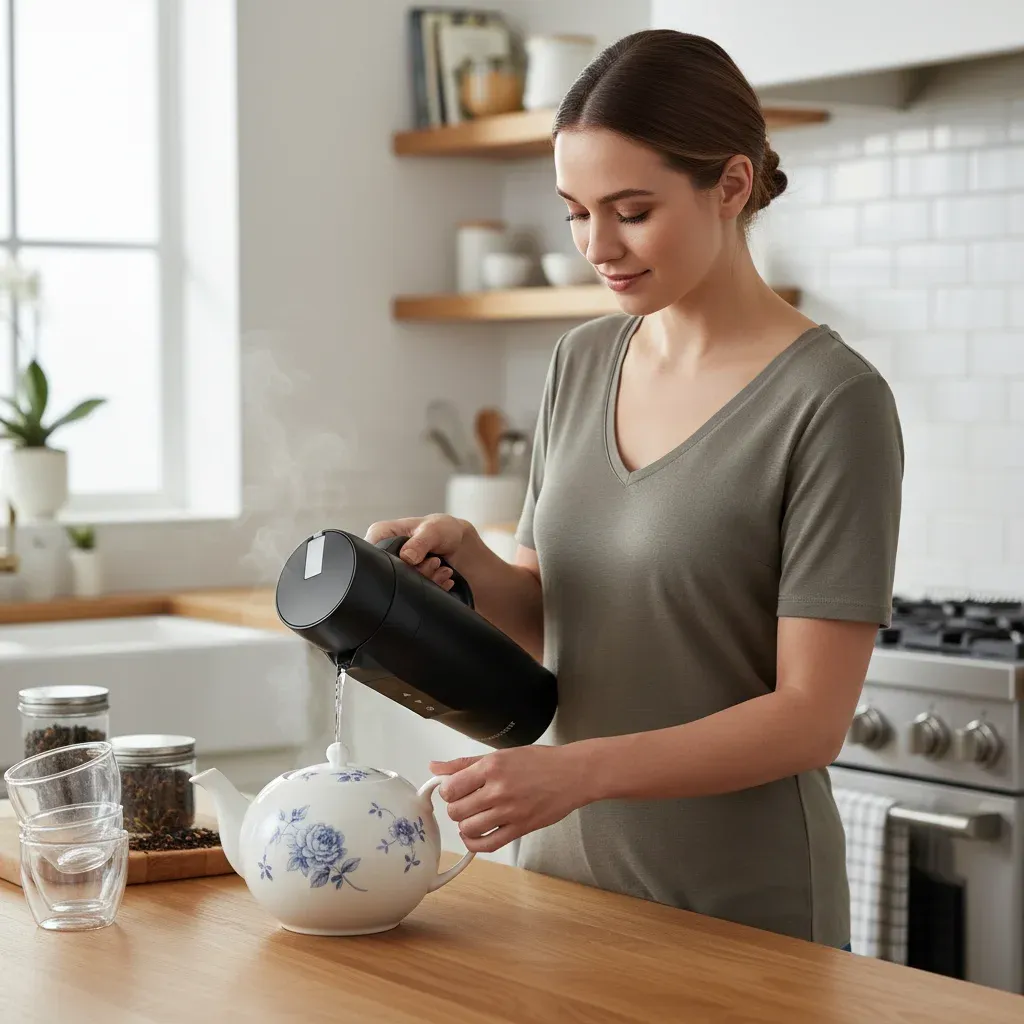 A premium designer kettle showcasing elegant aesthetics and advanced features from brands like Ninja and KitchenAid.