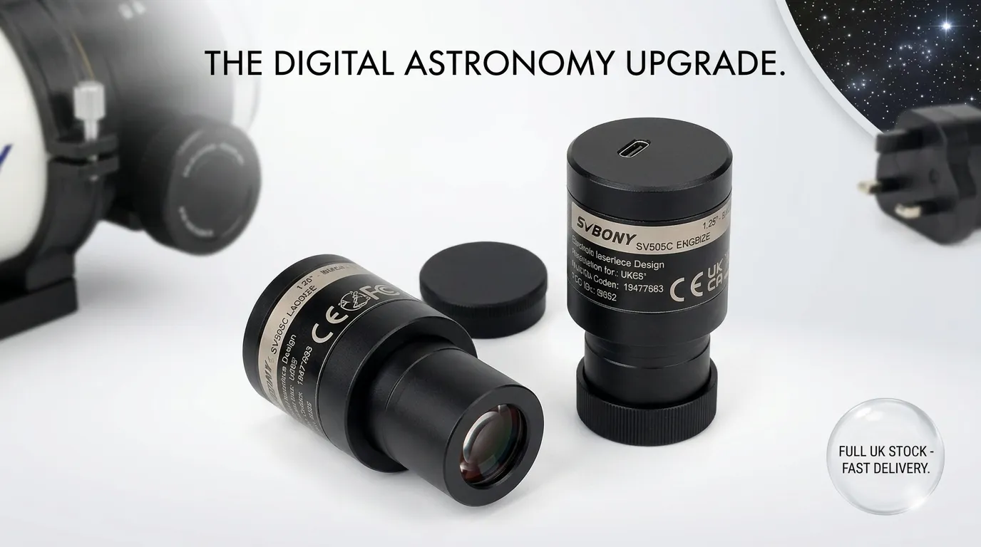 Detailed view of the optical lens system in a high-end digital microscope.