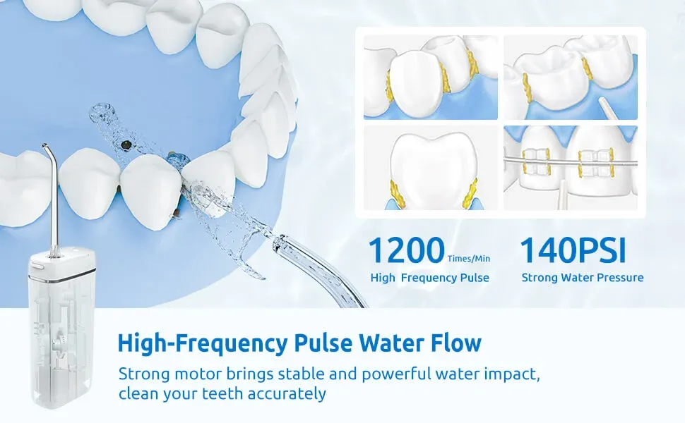 Synhope Telescopic Water Flosser promotional banner showcasing its unique space-saving design.