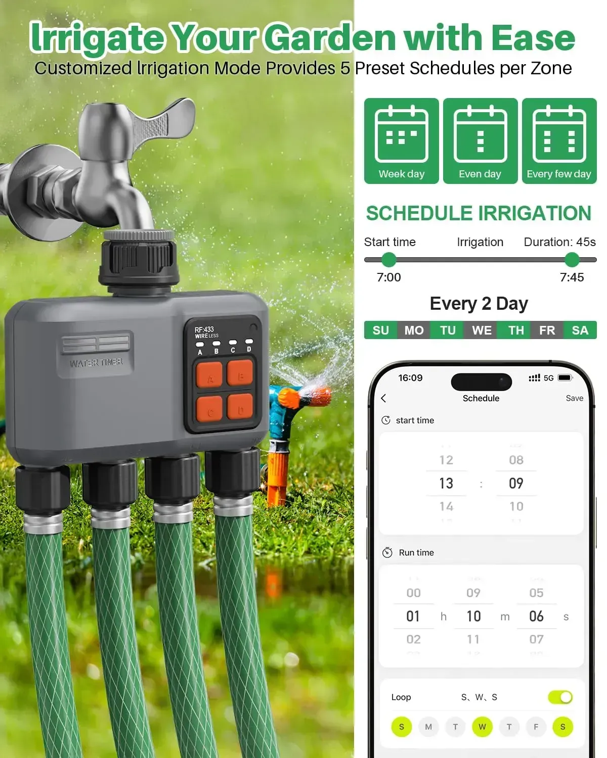 Setting vacation watering schedule on smart water timer for UAE summer leave