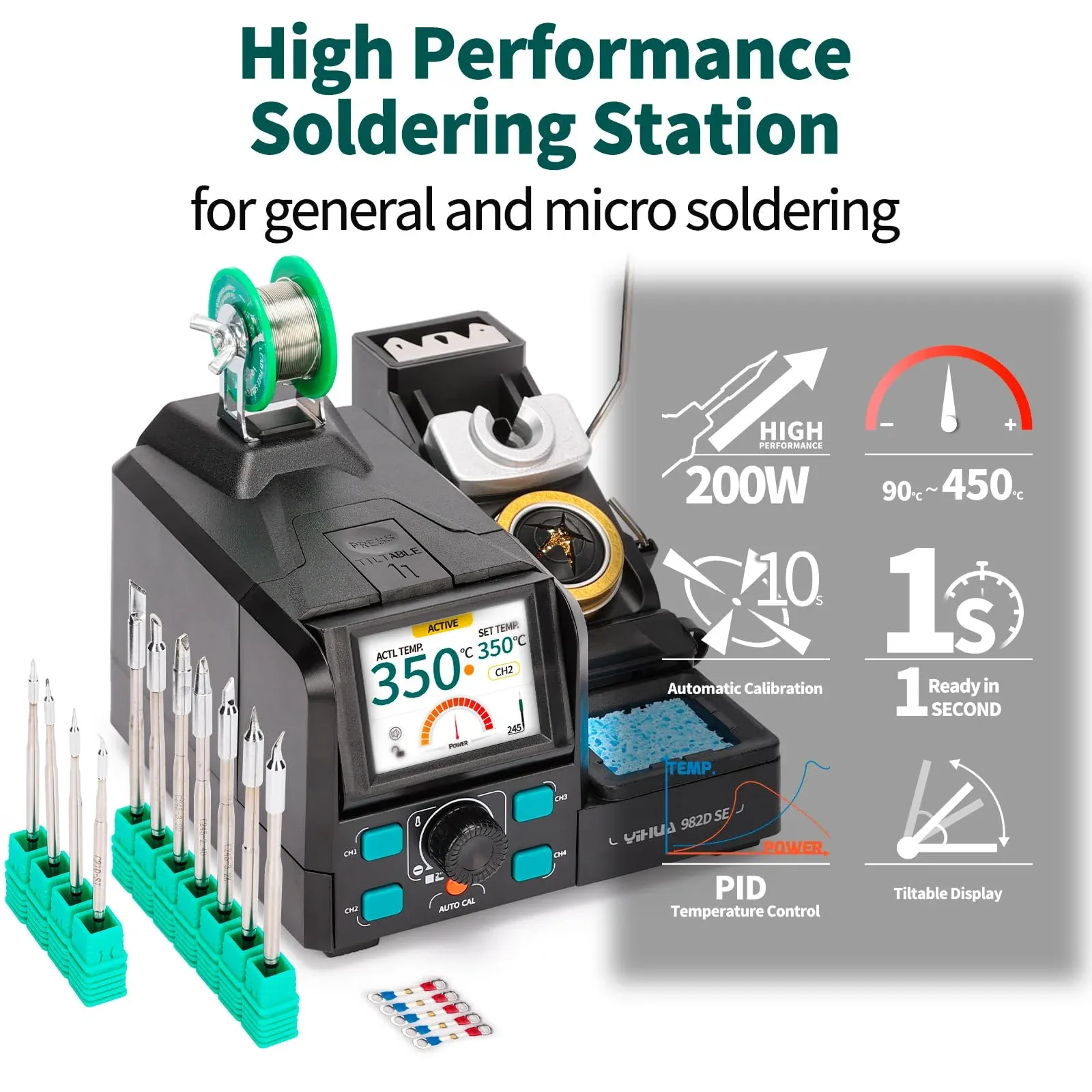 A professional electronics technician workspace featuring YIHUA equipment