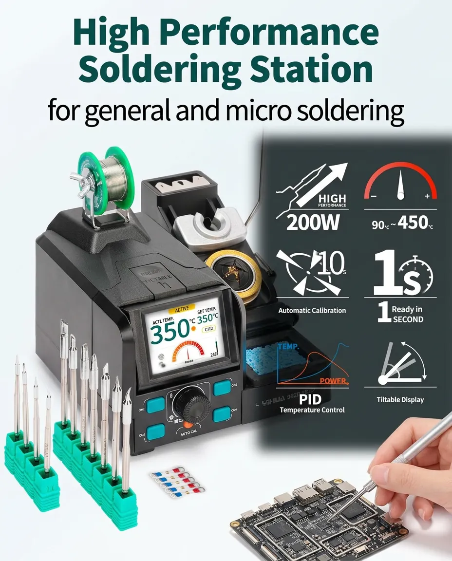 Precision SMD rework station in a professional UK workshop